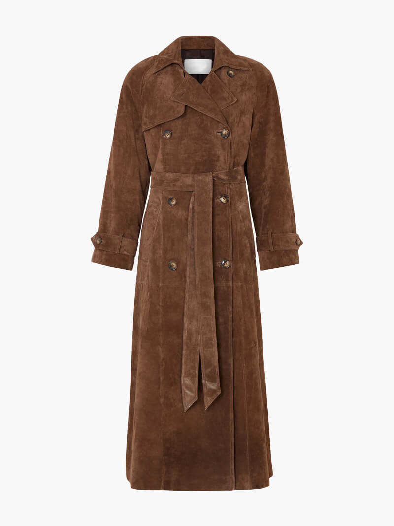 Elegant Suede Trench Coat