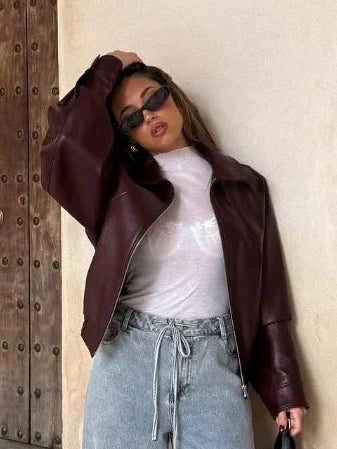 Oversized Faux Leather Jacket