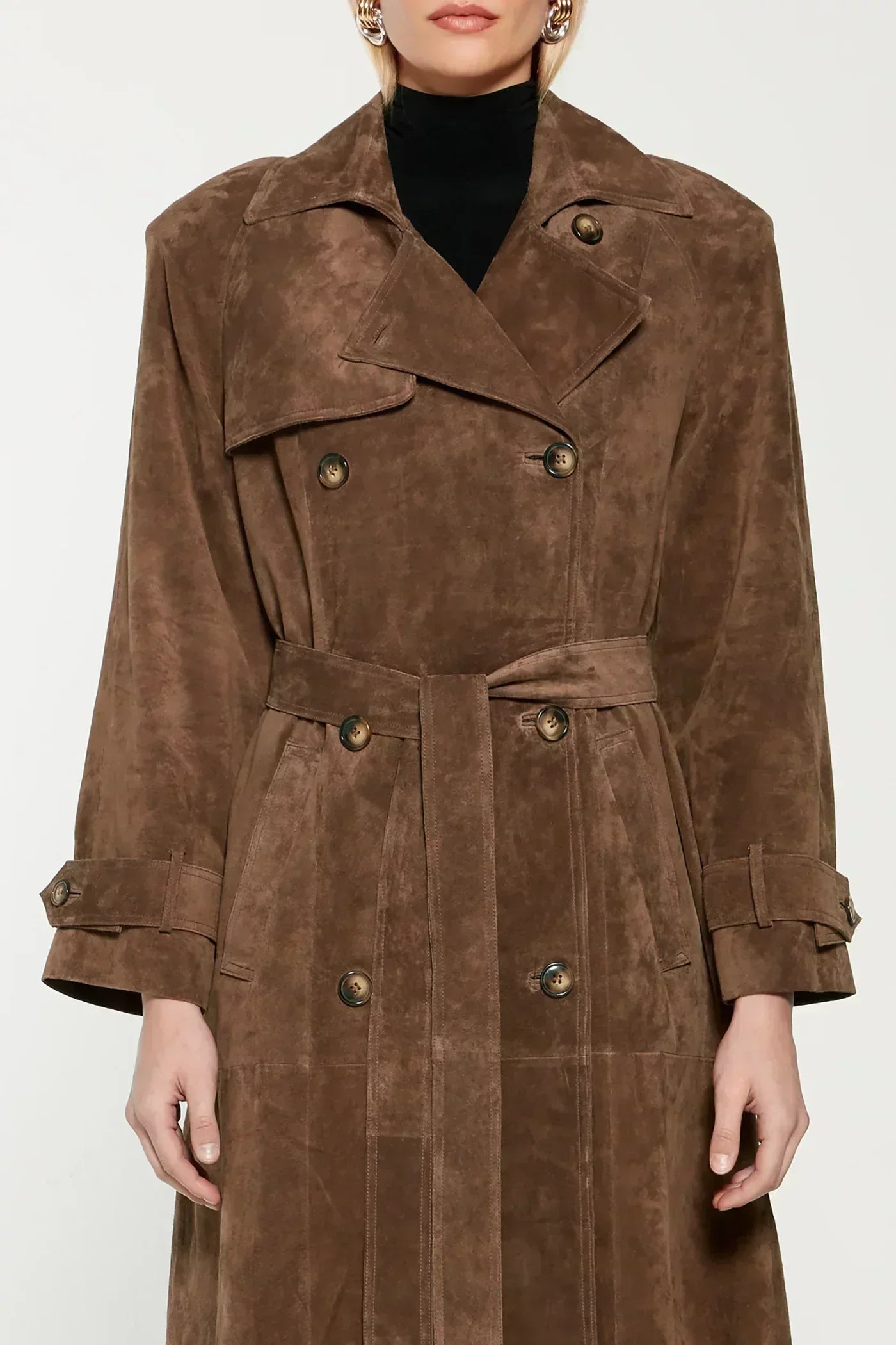 Elegant Suede Trench Coat