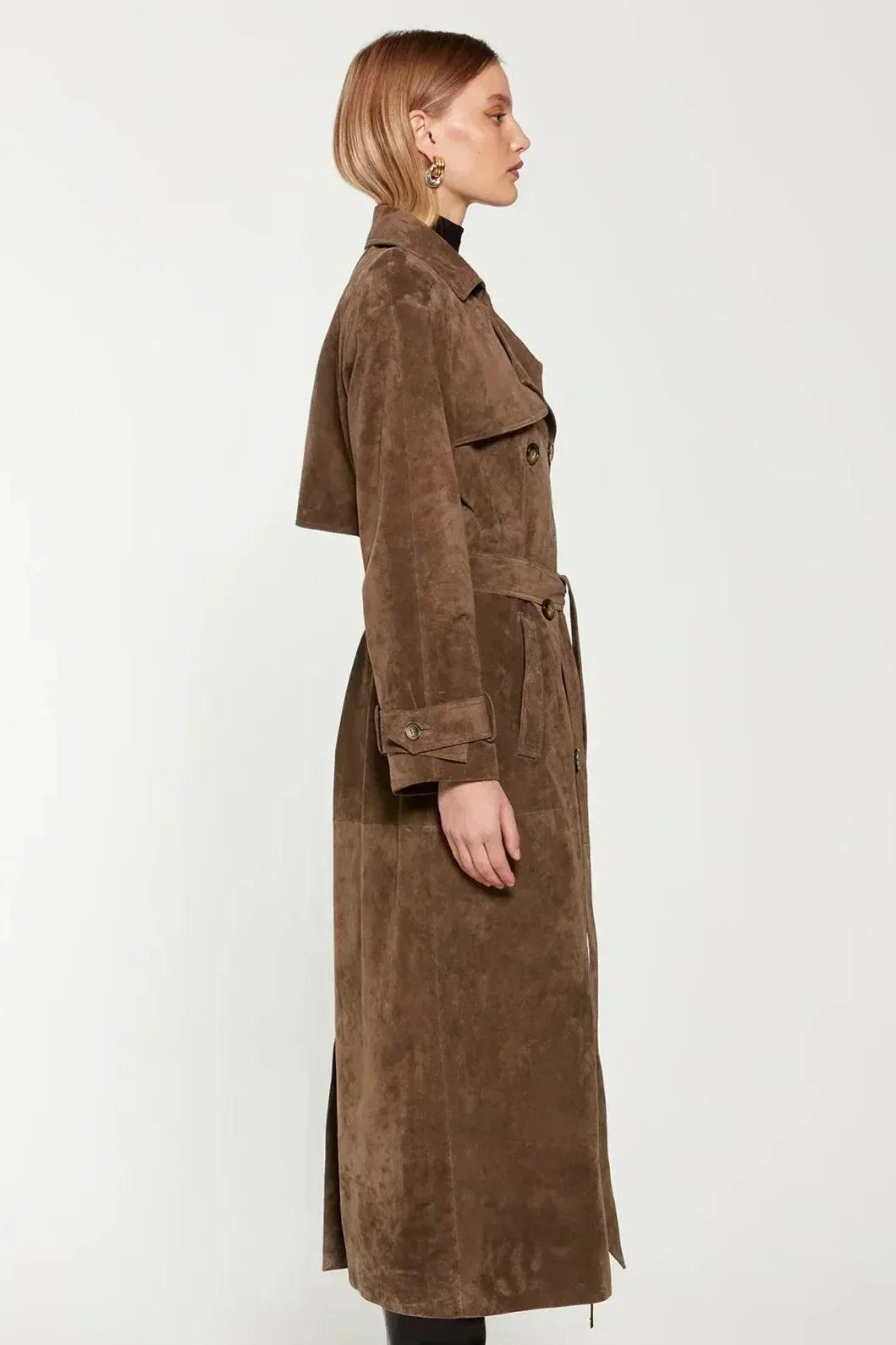 Elegant Suede Trench Coat