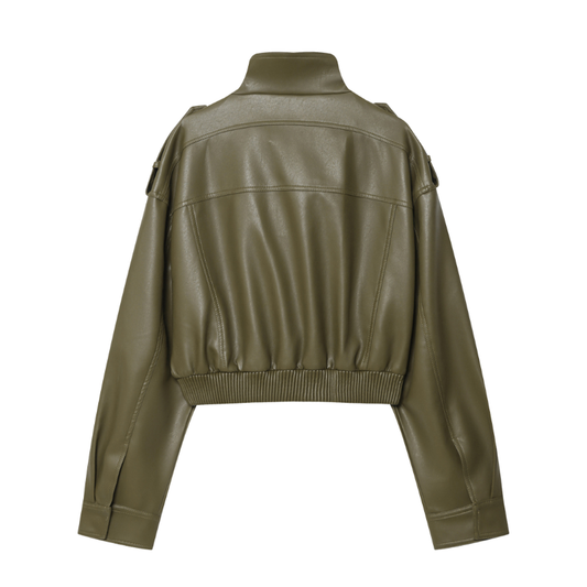 Cropped Faux Leather Moto Jacket