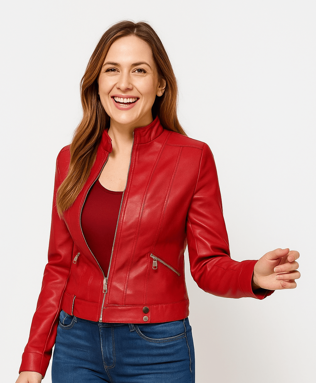Sleek Faux Leather Jacket