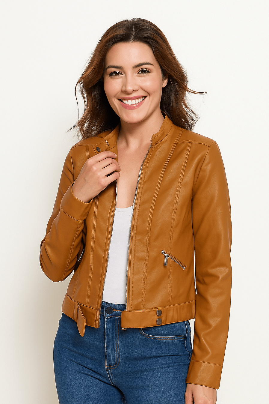 Sleek Faux Leather Jacket