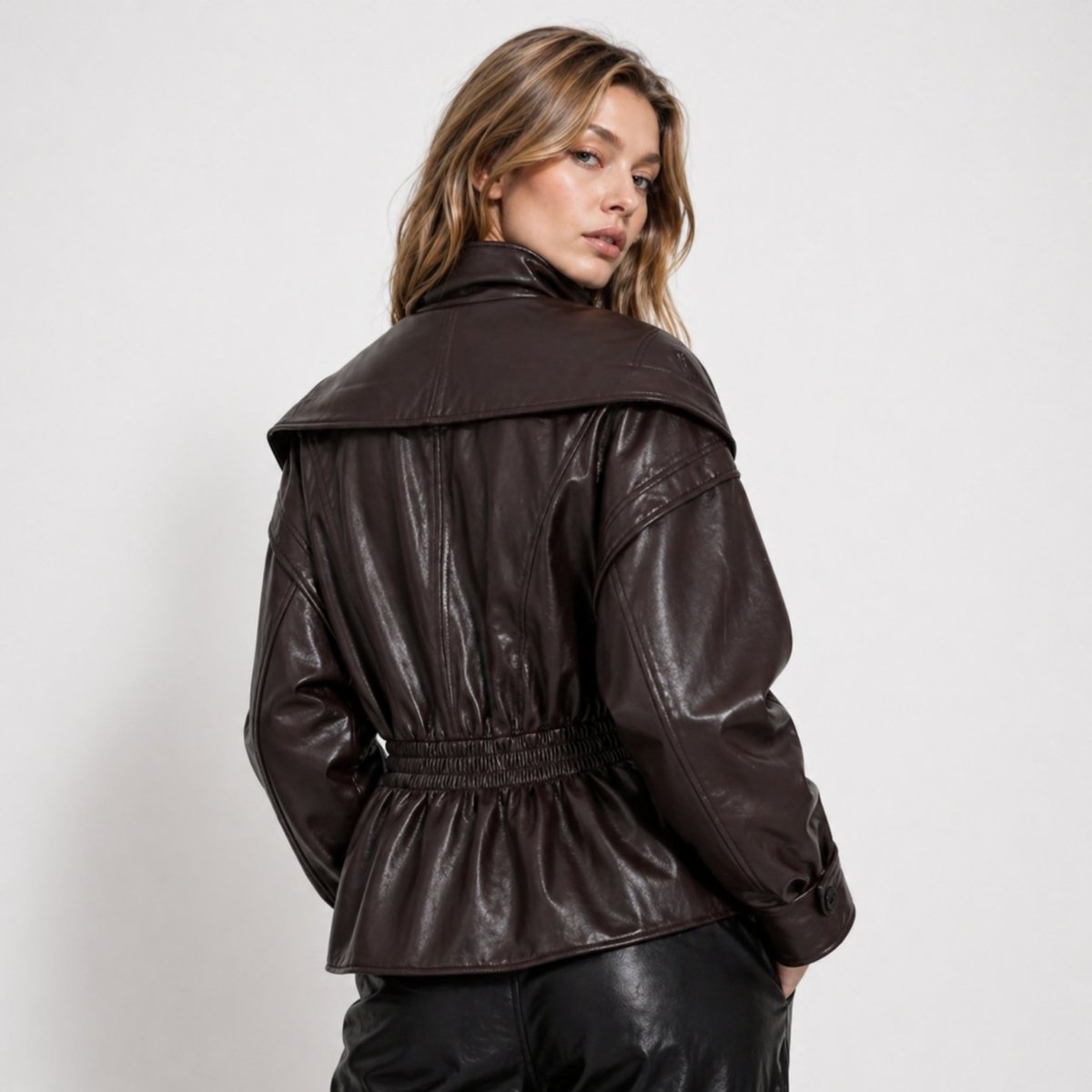 Cinched Faux Leather Jacket
