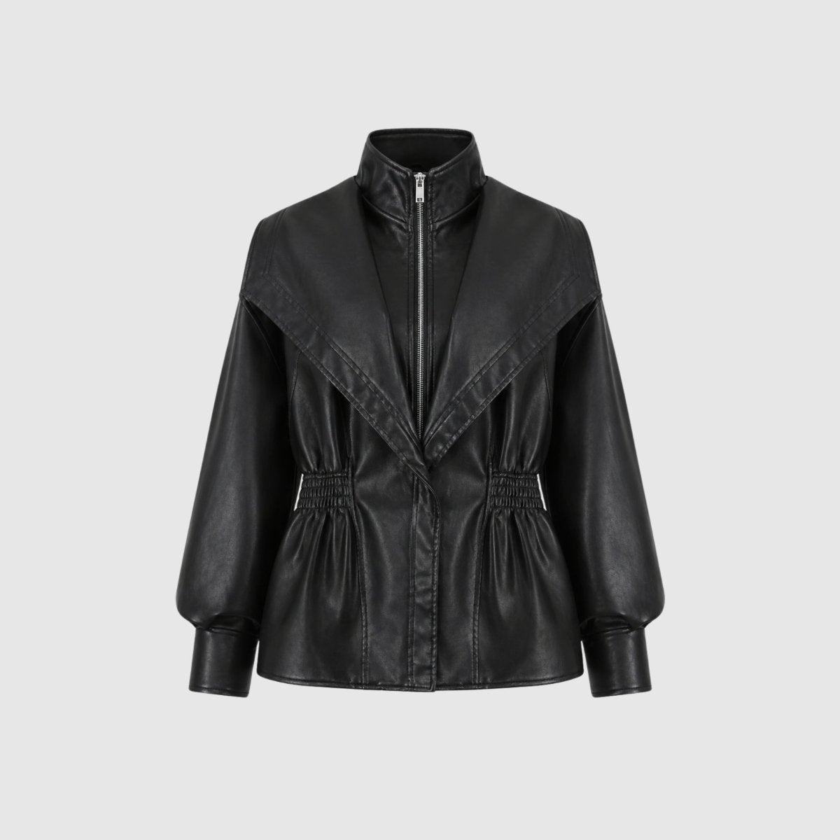 Cinched Faux Leather Jacket