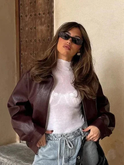 Oversized Faux Leather Jacket