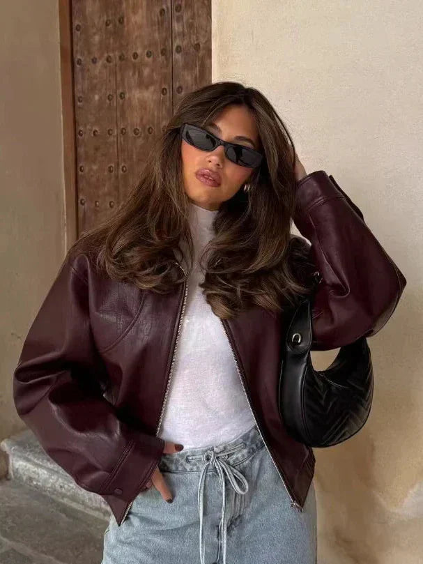 Oversized Faux Leather Jacket