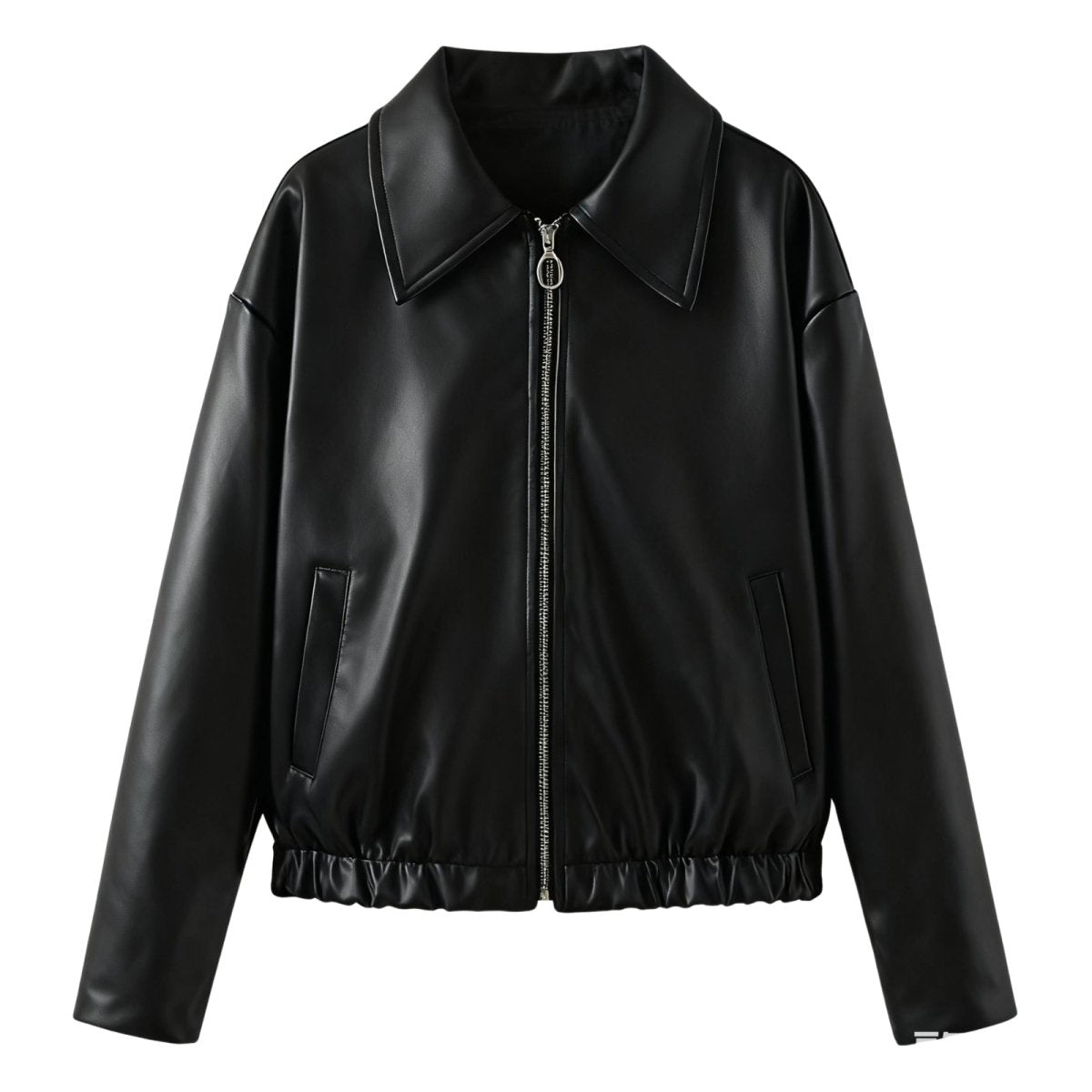 Cropped Faux Leather Jacket
