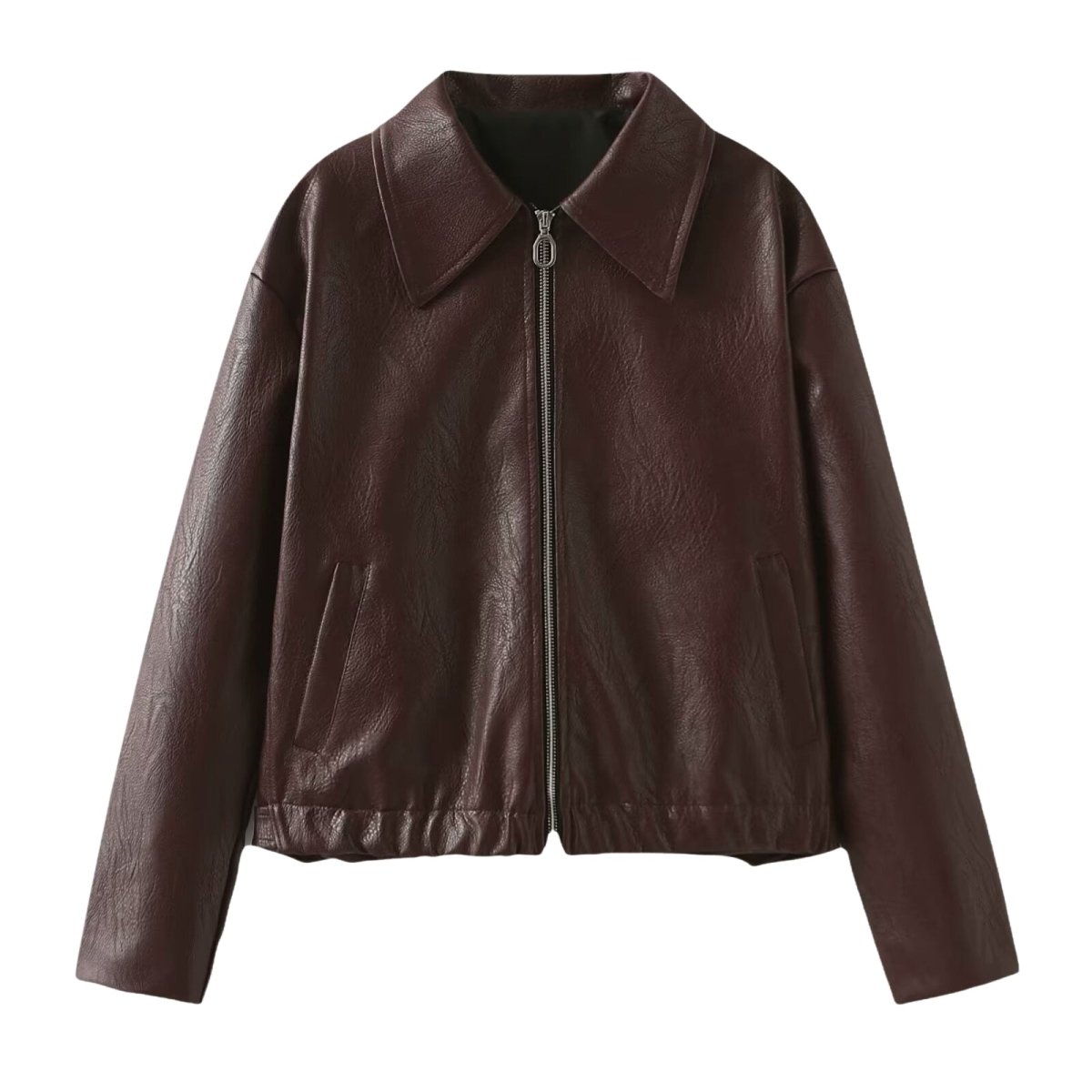 Cropped Faux Leather Jacket